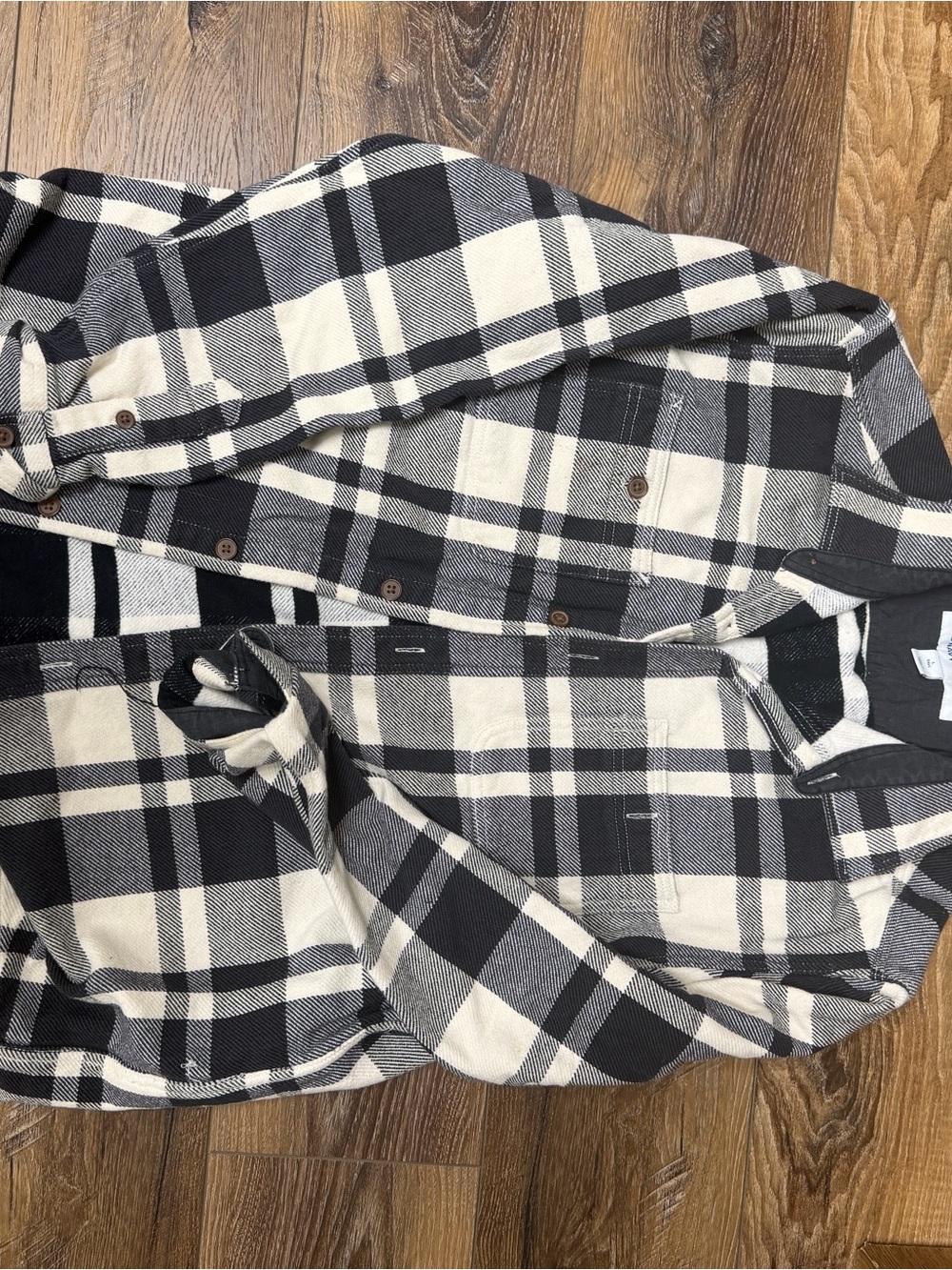 Old Navy Black & Cream Plaid Button-Down Shirt - Men's